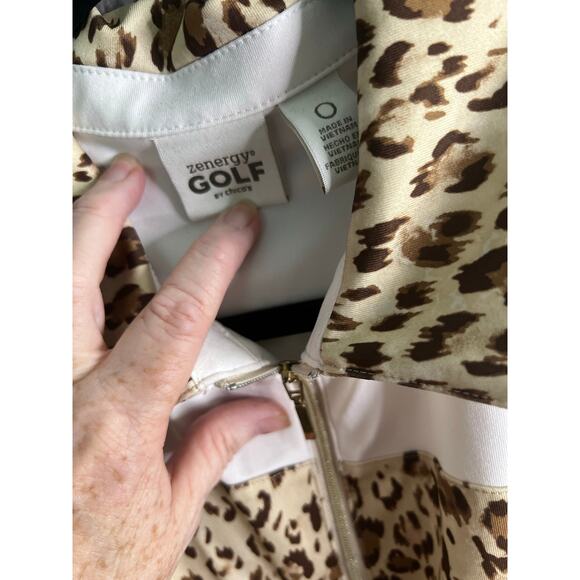 Chico's Zenergy Golf Shift Mini Dress‎ 0 White Leopard Print Sleeveless Athletic - Picture 5 of 9